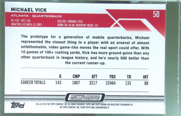 2023 Topps Composite Topps Chrome Michael Vick #50 Falcons - Image 3