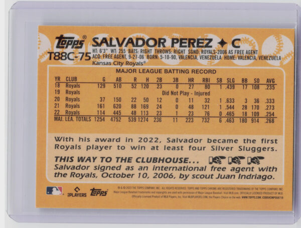 2023 Topps Salvador Perez #T88C-75 Royals - Image 3