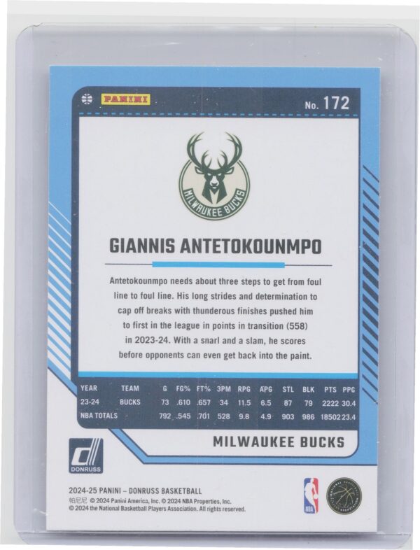 2024-25 Donruss Giannis Antetokounmpo Holo Winter 172 Bucks - Image 3