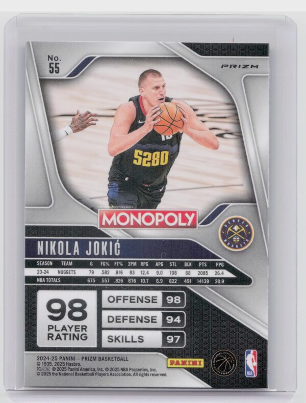 2024-25 Panini Prizm Monopoly Nikola Jokic Red Prizms #55 Nuggets - Image 3