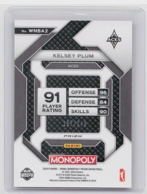 2024-25 Panini Prizm Monopoly WNBA Kelsey Plum /249 WNBA2 Aces All Star Brown - Image 3
