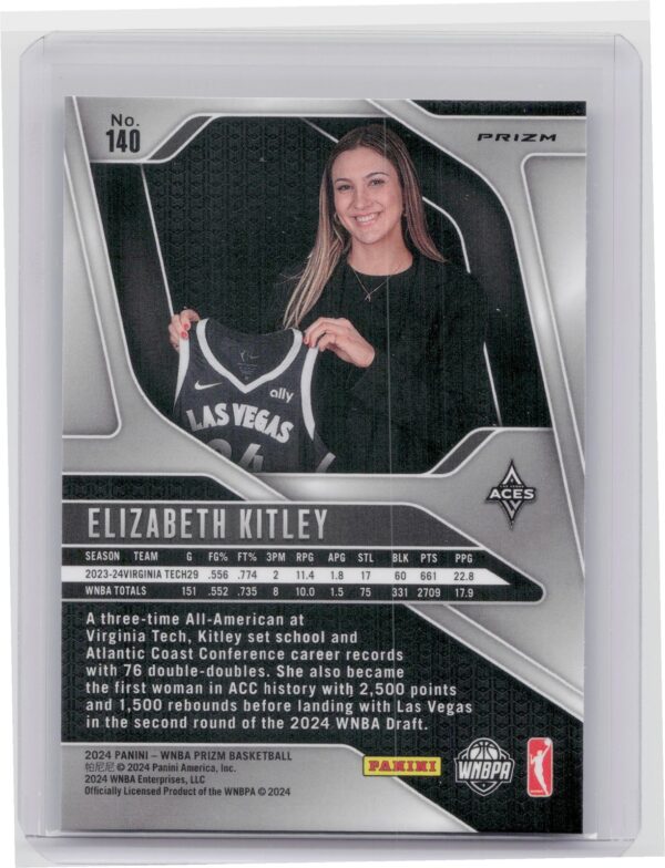 2024-25 Panini Prizm WNBA Elizabeth Kitley Blue Velocity Prizms RC #140 Aces - Image 3