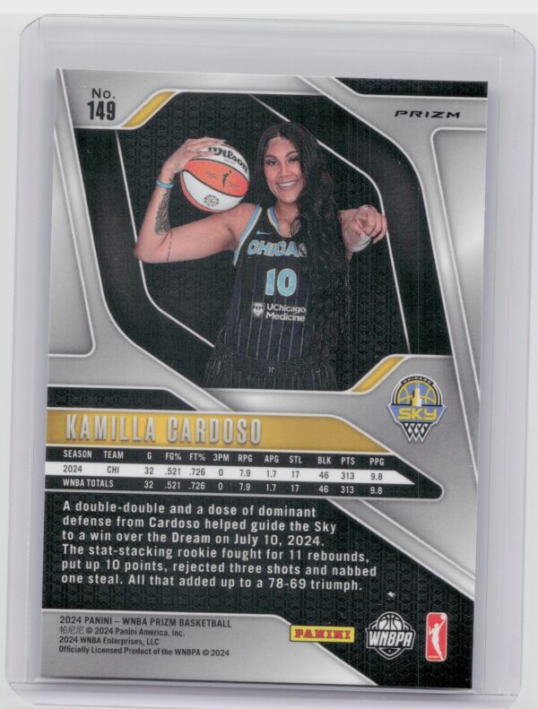 2024-25 Panini Prizm WNBA Kamilla Cardoso Blue Velocity Prizms RC #149 Sky - Image 3