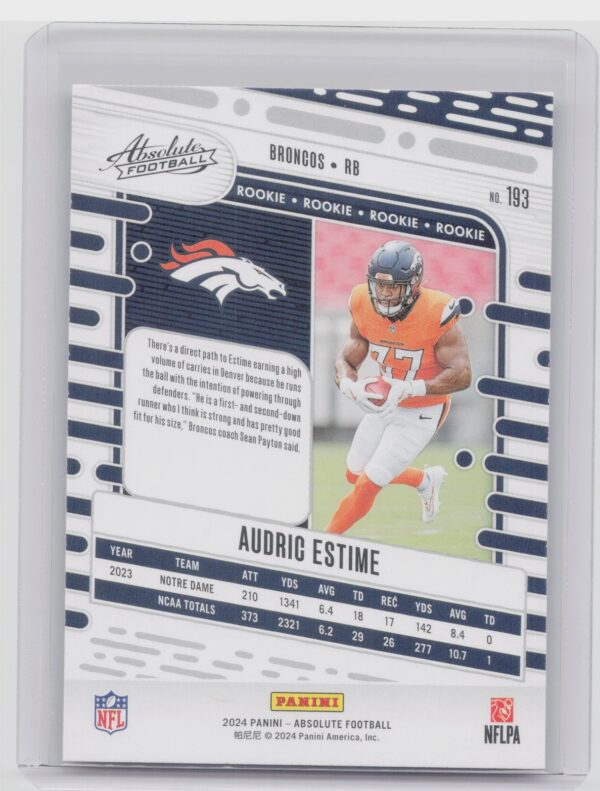 2024 Absolute Audric Estime Red and Blue RC 193 Broncos - Image 3