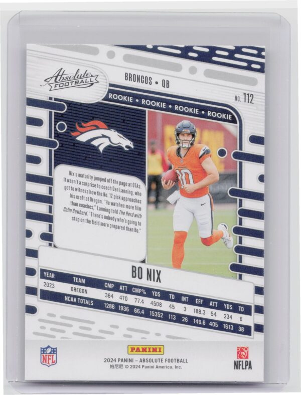 2024 Absolute Bo Nix Red and Blue RC 112 Broncos - Image 3