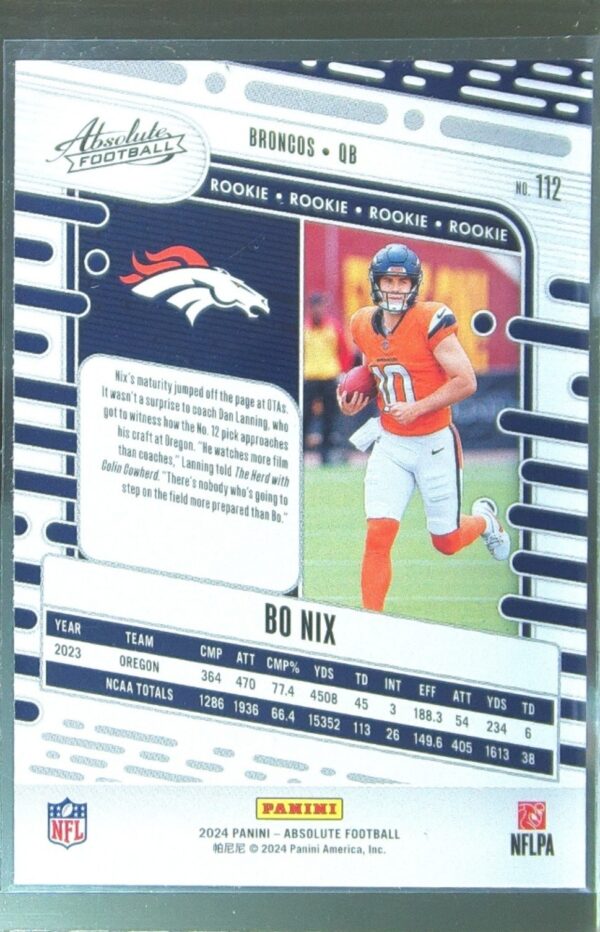 2024 Absolute Bo Nix Retail RC #112 Broncos - Image 3