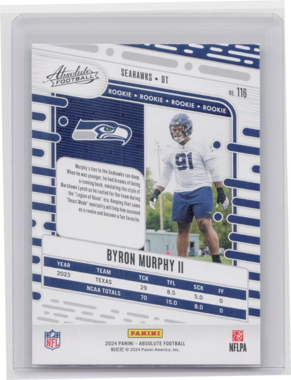 2024 Absolute Byron Murphy II Red and Blue RC 116 Seahawks - Image 3