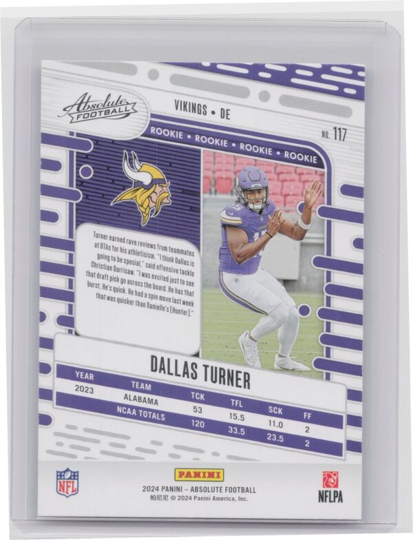 2024 Absolute Dallas Turner Red and Blue RC 117 Vikings - Image 3
