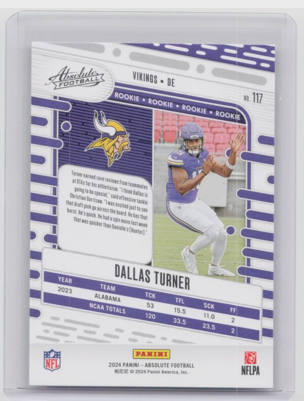 2024 Absolute Dallas Turner Retail RC 117 Vikings - Image 3