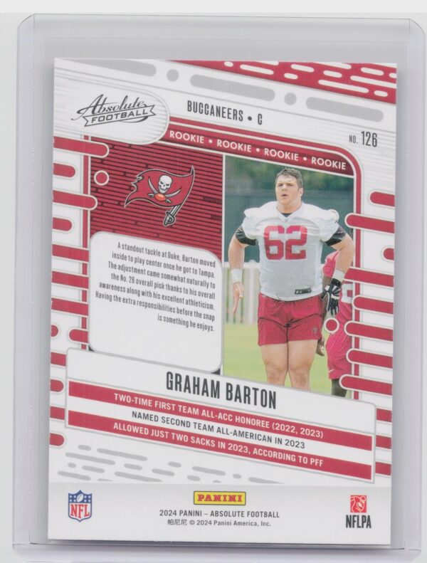2024 Absolute Graham Barton Red and Blue RC 126 Buccaneers - Image 3