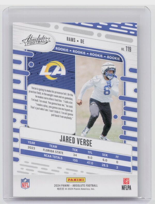 2024 Absolute Jared Verse Red and Blue RC 119 Rams - Image 3