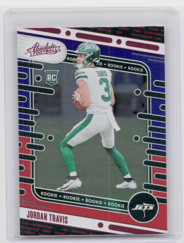 2024 Absolute Jordan Travis Red and Blue RC 195 Jets
