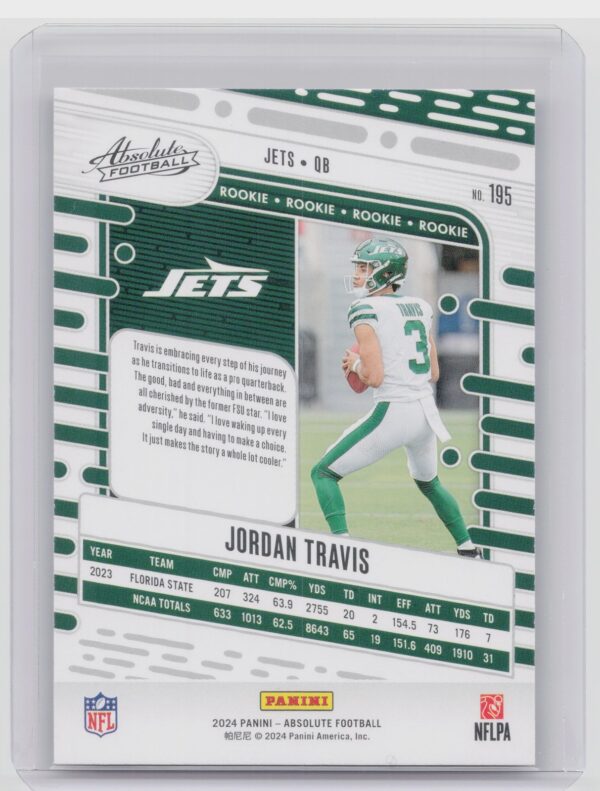 2024 Absolute Jordan Travis Red and Blue RC 195 Jets - Image 3