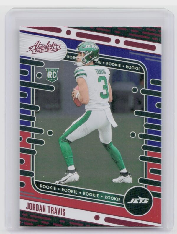2024 Absolute Jordan Travis Red and Blue RC 195 Jets
