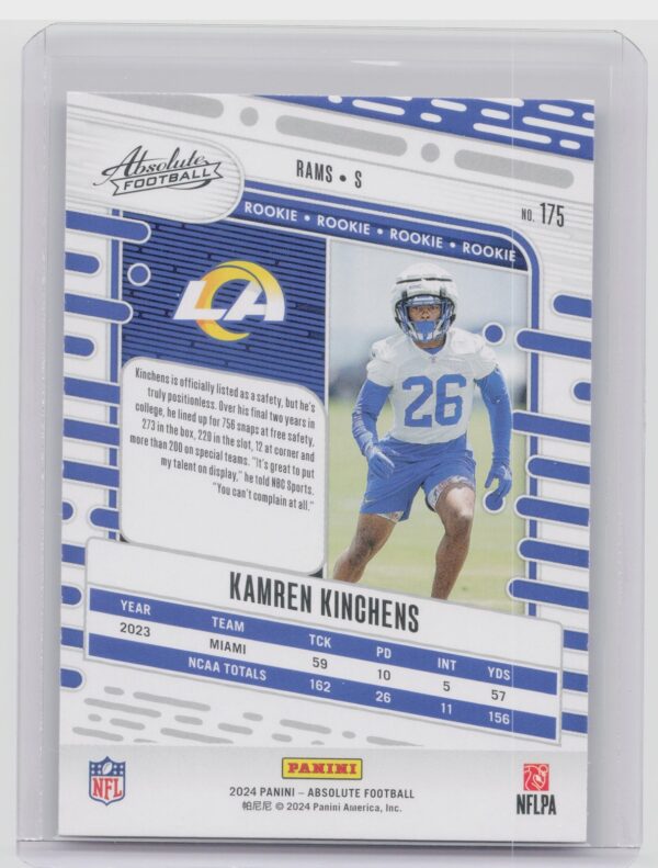 2024 Absolute Kamren Kinchens Red and Blue RC #175 Rams - Image 3
