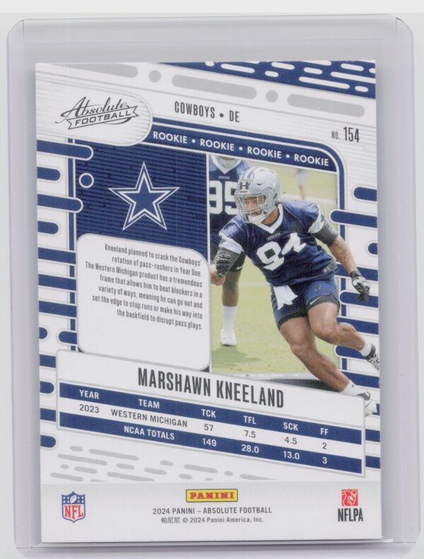 2024 Absolute Marshawn Kneeland Red and Blue RC 154 Cowboys - Image 3