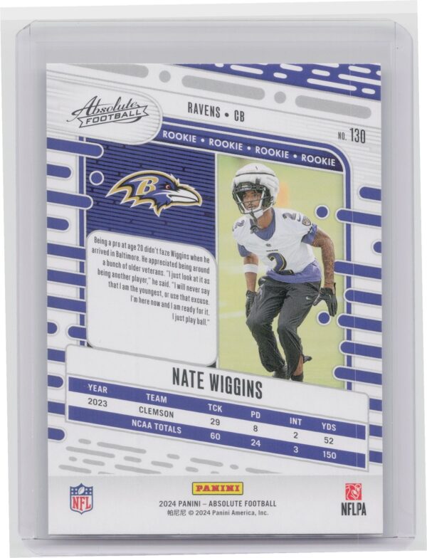 2024 Absolute Nate Wiggins Yellow RC 130 Ravens - Image 3
