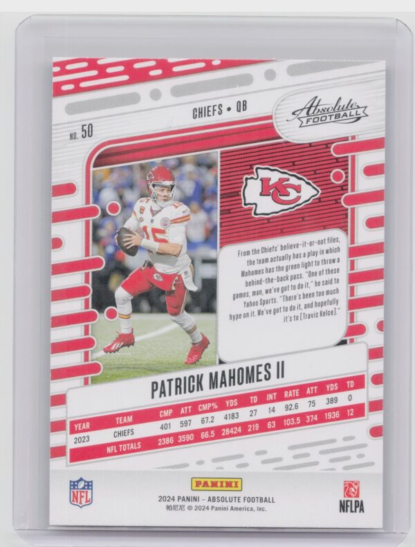 2024 Absolute Patrick Mahomes II Red and Blue 50 Chiefs - Image 3