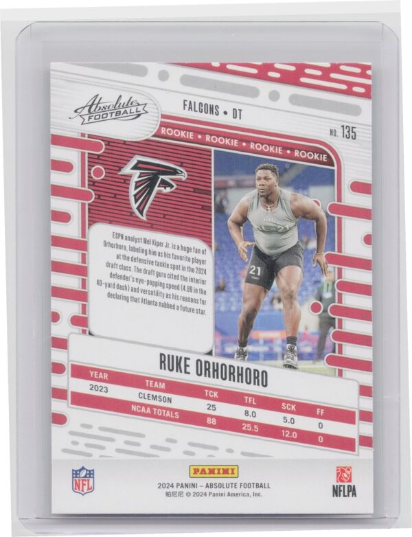 2024 Absolute Ruke Orhorhoro Red and Blue RC #135 Falcons - Image 3