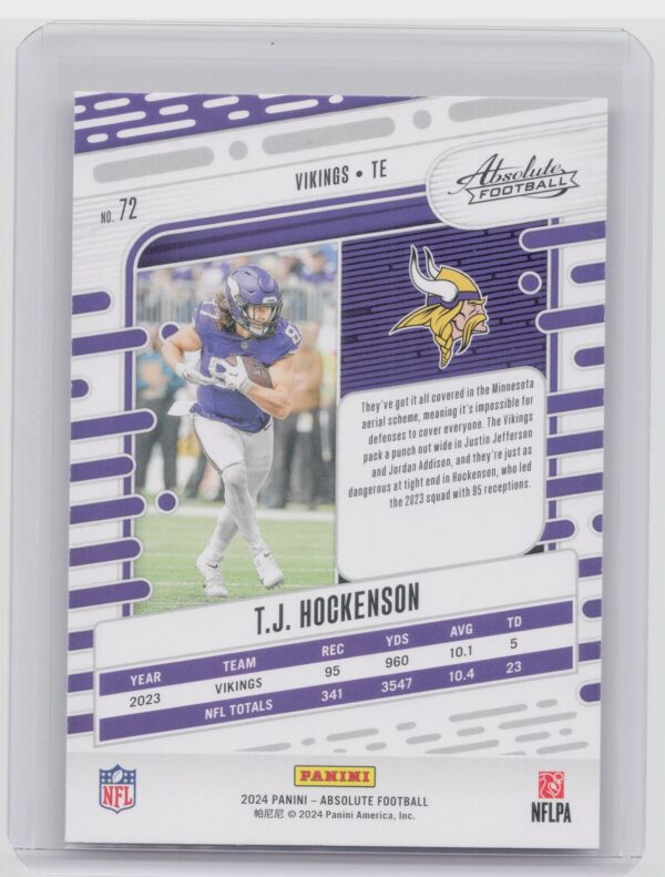 2024 Absolute T.J. Hockenson Red and Blue 72 Vikings - Image 3