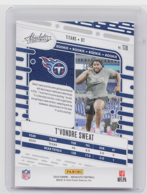2024 Absolute T'Vondre Sweat Red and Blue RC 138 Titans - Image 3