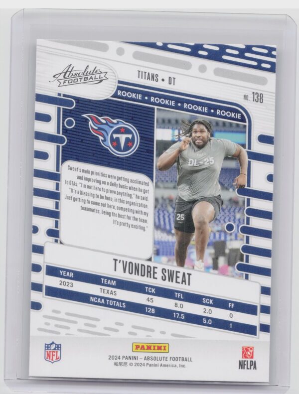 2024 Absolute T'Vondre Sweat Red and Blue RC 138 Titans - Image 3