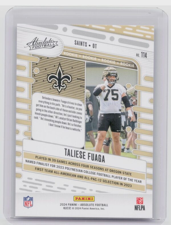 2024 Absolute Taliese Fuaga RC 114 Saints - Image 3