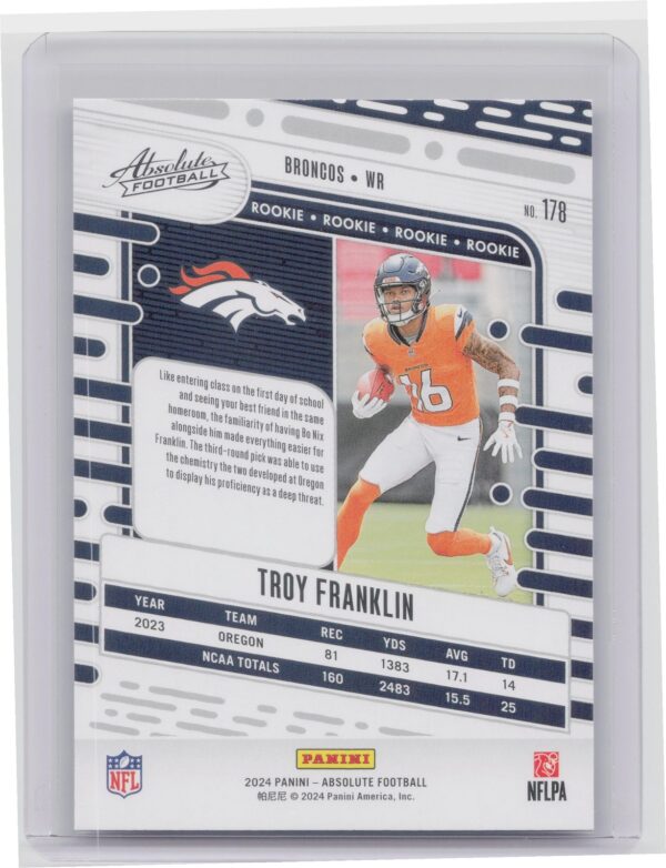 2024 Absolute Troy Franklin RC 178 Broncos - Image 3