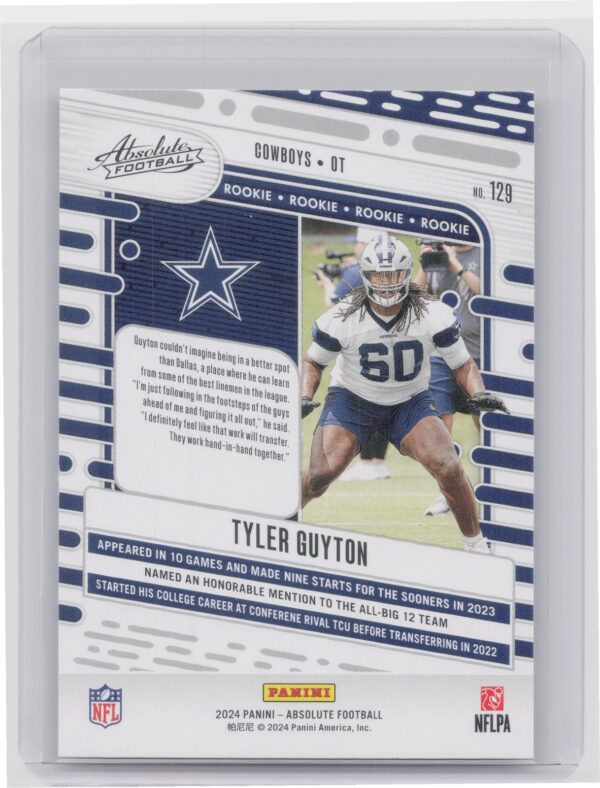 2024 Absolute Tyler Guyton Yellow RC 129 Cowboys - Image 3