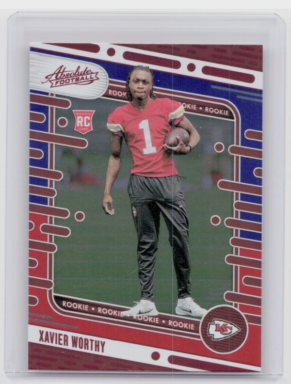 2024 Absolute Xavier Worthy Red and Blue RC 128 Chiefs