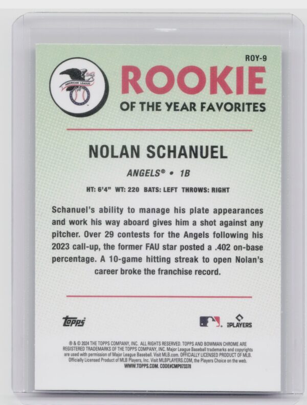 2024 Bowman Nolan Schanuel #ROY-9 Angels Rookie of the Year Favorites Mojo Refra - Image 3