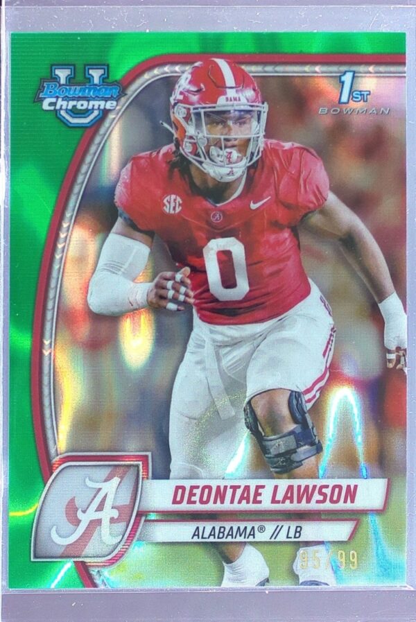 2024 Bowman University Chrome Deontae Lawson Green Lava Refractor /99 RC 58 Tide