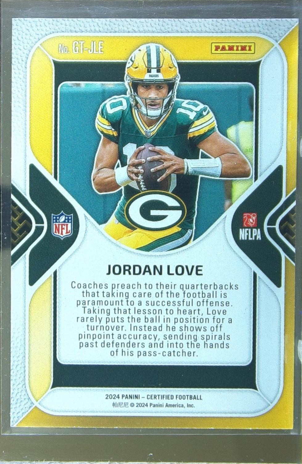 2024 Certified Jordan Love #GT-JLE Packers Gold Team - Image 3