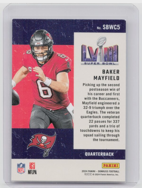 2024 Donruss Baker Mayfield SBWC5 Buccaneers Road to the Super Bowl Wild Card - Image 3