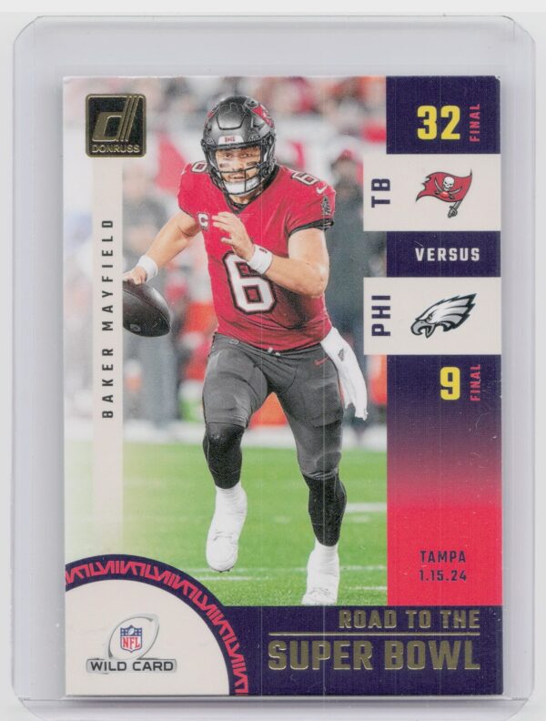 2024 Donruss Baker Mayfield SBWC5 Buccaneers Road to the Super Bowl Wild Card