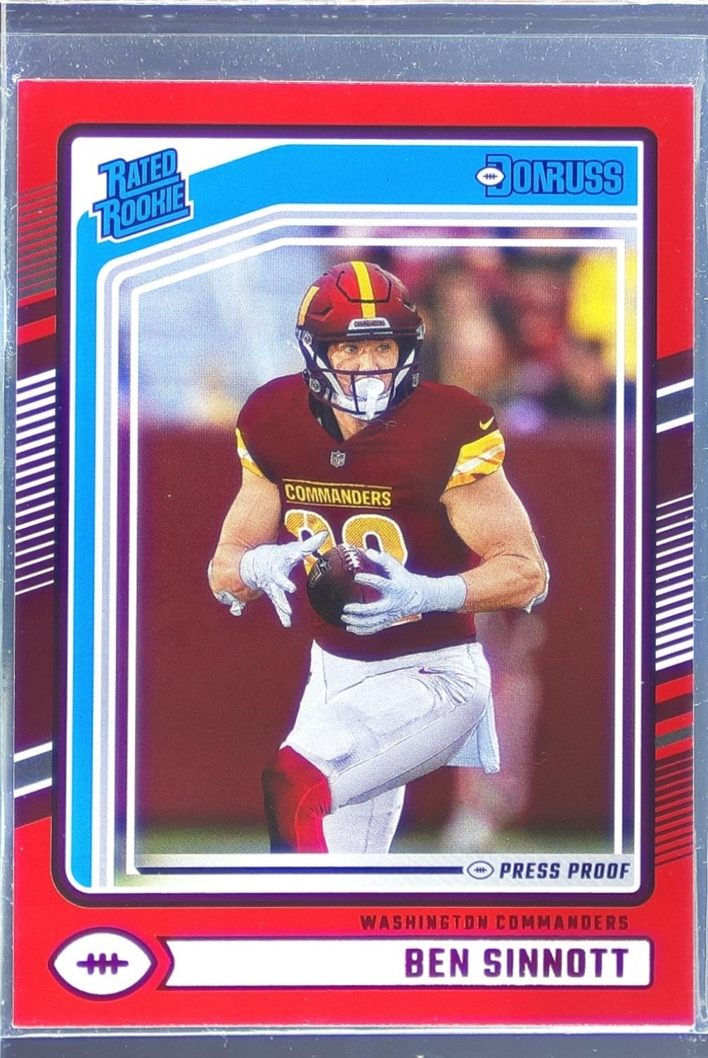 2024 Donruss Ben Sinnott Press Proof Red RC 314 Commanders