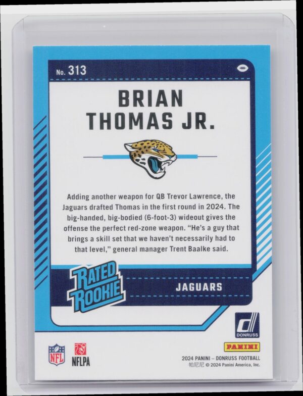 2024 Donruss Brian Thomas Jr. RC 313 Jaguars - Image 3
