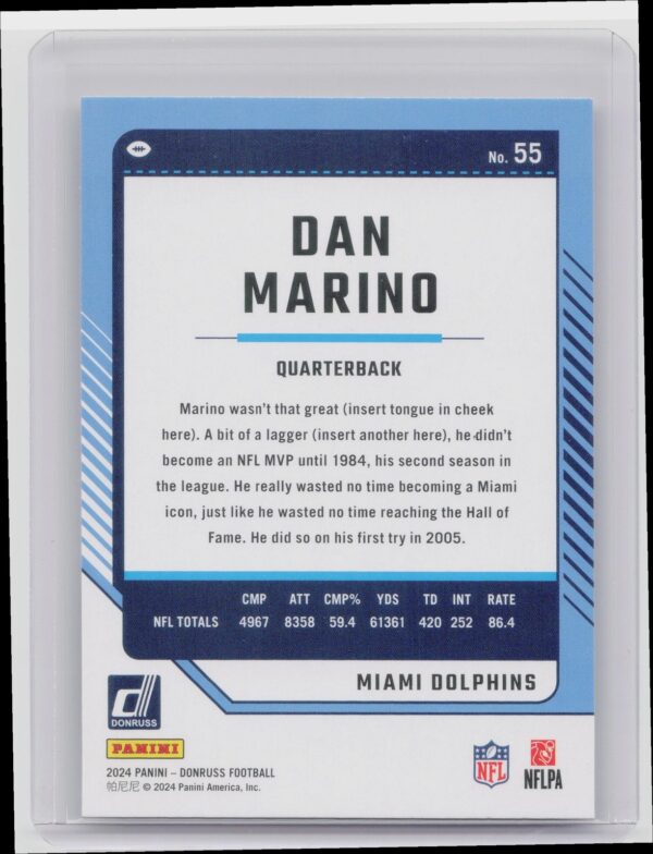 2024 Donruss Dan Marino 55 Dolphins - Image 3