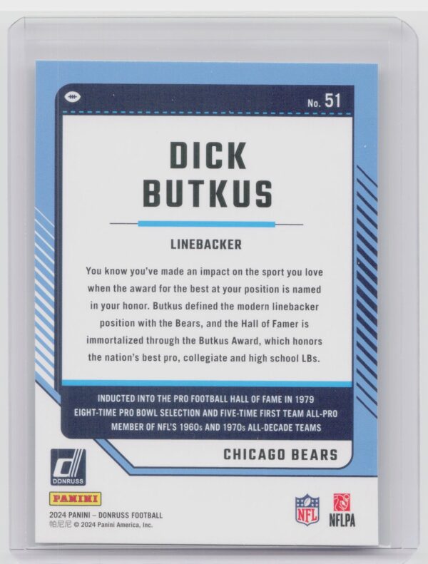 2024 Donruss Dick Butkus 51 Bears - Image 3