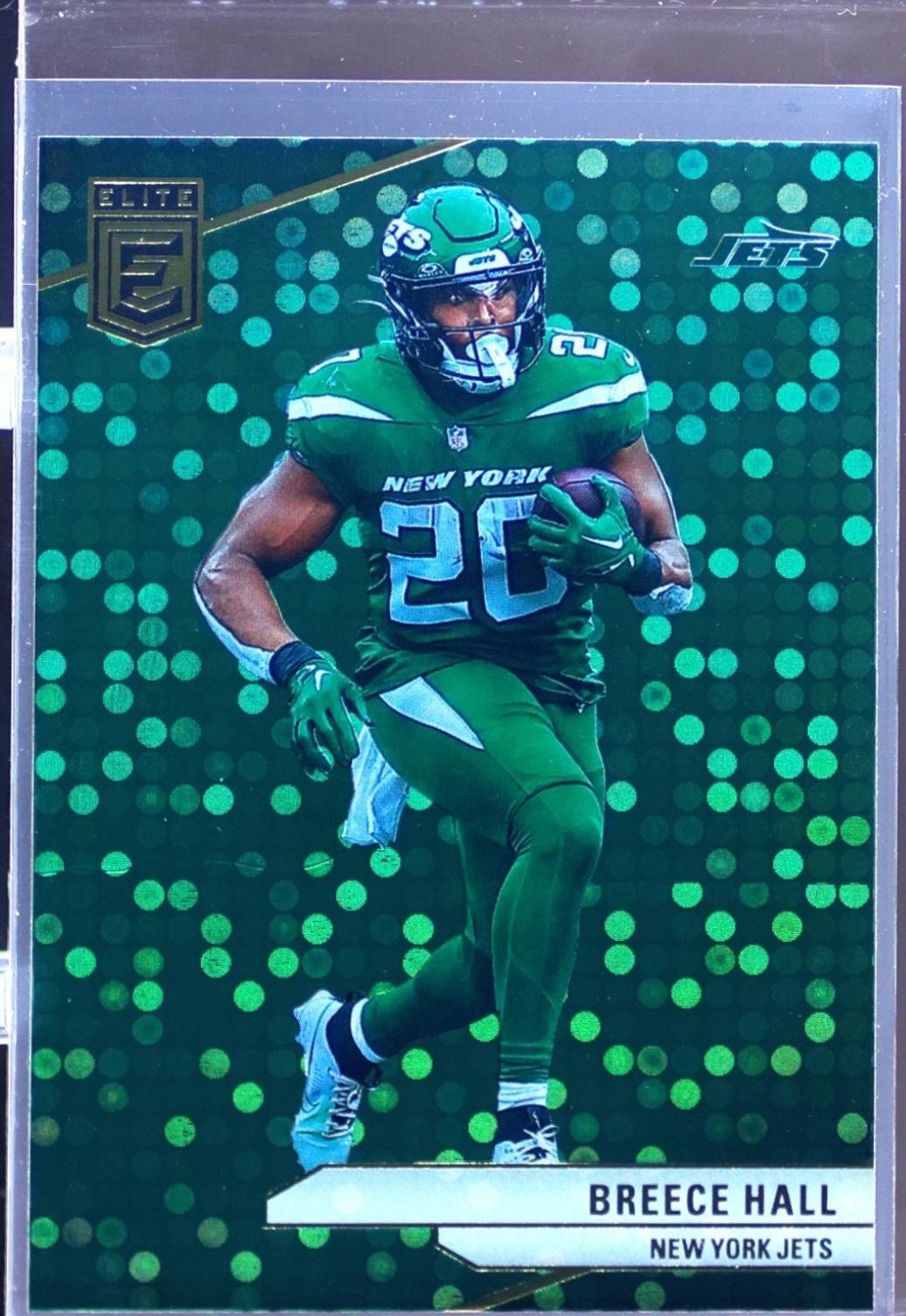 2024 Donruss Elite Breece Hall Green Disco 43 Jets