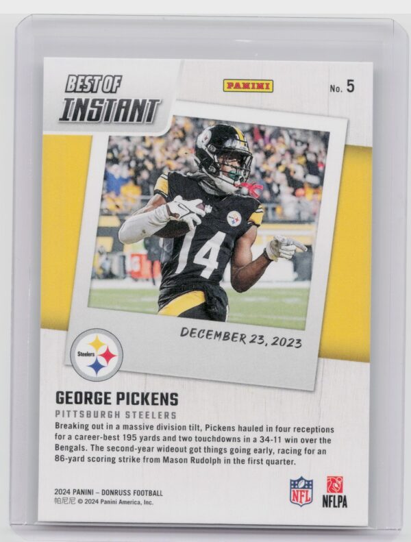 2024 Donruss George Pickens 5 Steelers Best of Panini Instant - Image 3