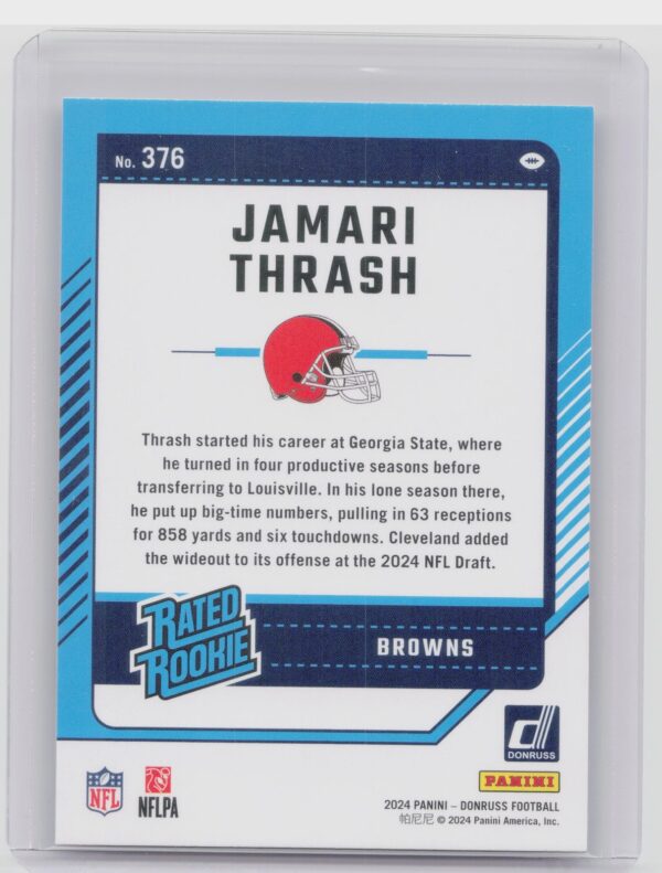 2024 Donruss Jamari Thrash RC 376 Browns - Image 3