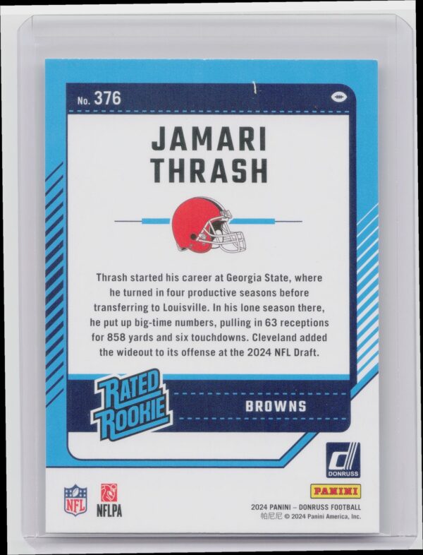 2024 Donruss Jamari Thrash RC 376 Browns - Image 3