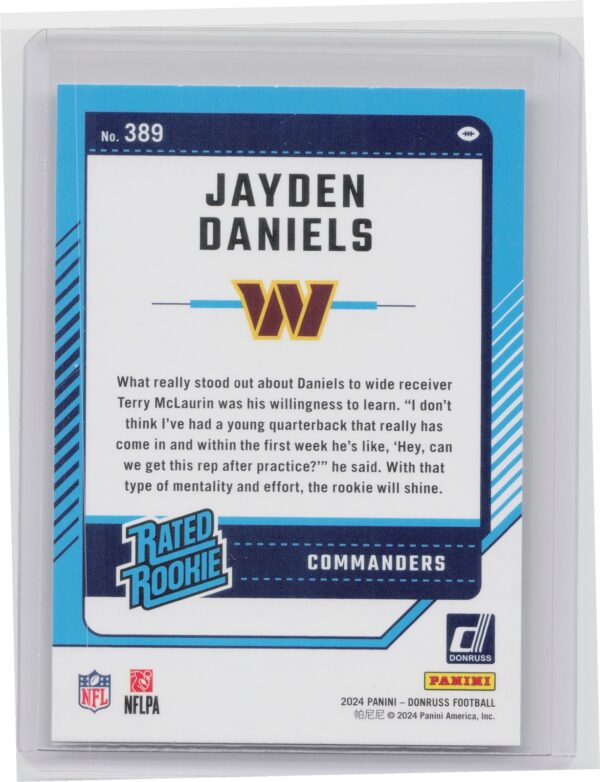 2024 Donruss Jayden Daniels RC 389 Commanders - Image 3