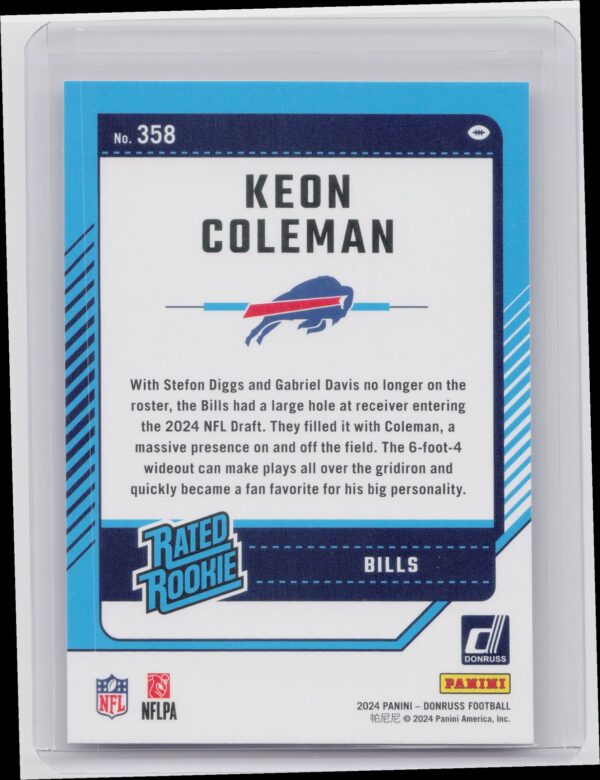 2024 Donruss Keon Coleman RC 358 Bills - Image 3