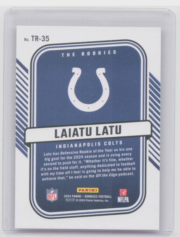 2024 Donruss Laiatu Latu TR-35 Colts The Rookies - Image 3