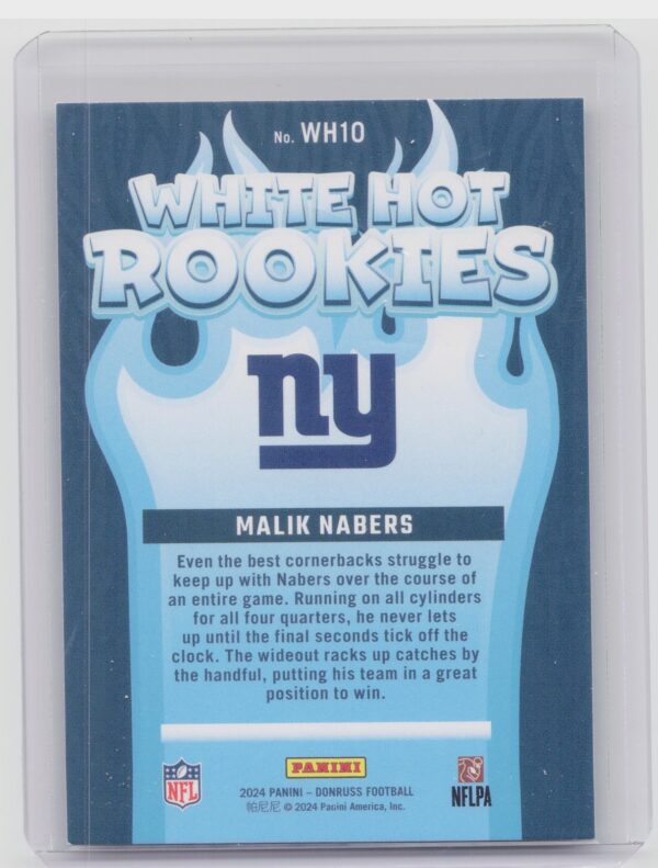 2024 Donruss Malik Nabers WH10 Giants White Hot Rookies - Image 3