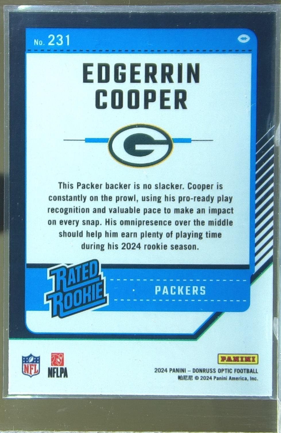 2024 Donruss Optic Edgerrin Cooper RC #231 Packers - Image 3