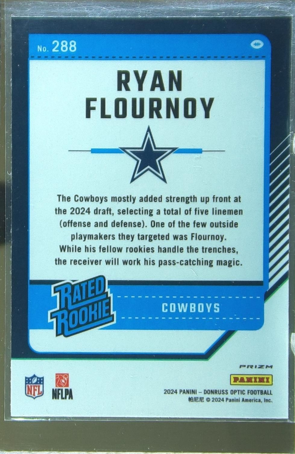2024 Donruss Optic Ryan Flournoy Holo RC #288 Cowboys - Image 3
