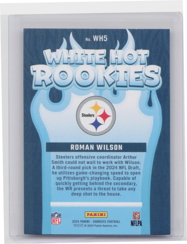 2024 Donruss Roman Wilson RC WH5 Steelers White Hot Rookies - Image 3